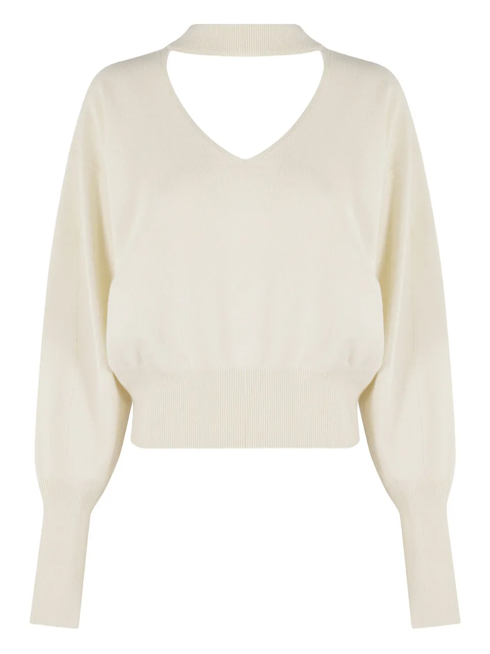 keyhole-neckline long-sleeves sweater