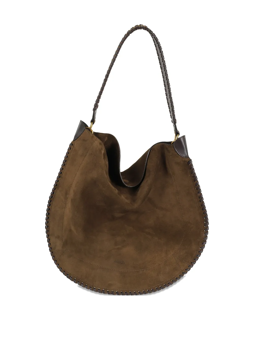 ISABEL MARANT braided-trim suede clutch bag - Bruin