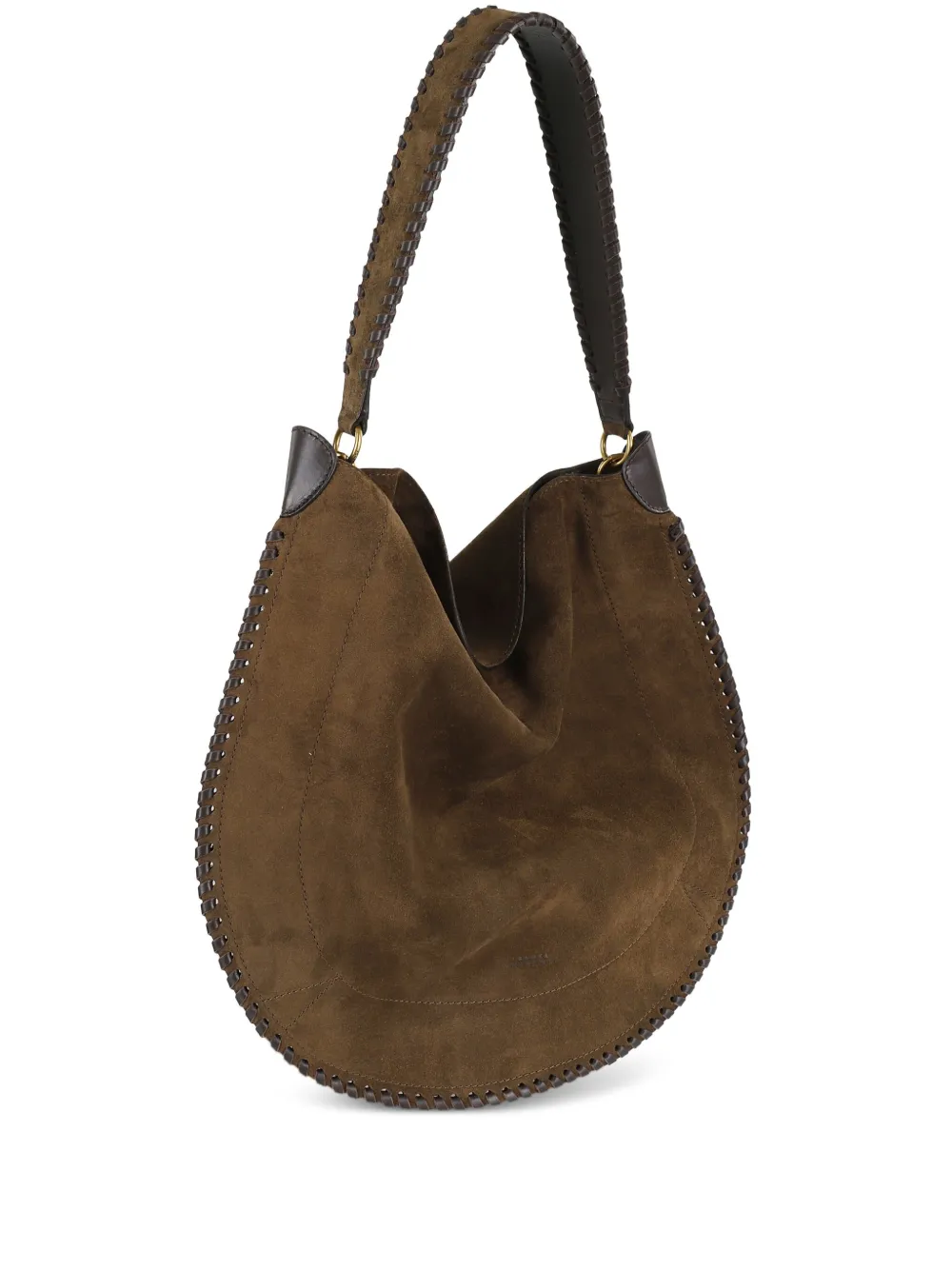 ISABEL MARANT Suède clutch met gevlochten afwerking Bruin