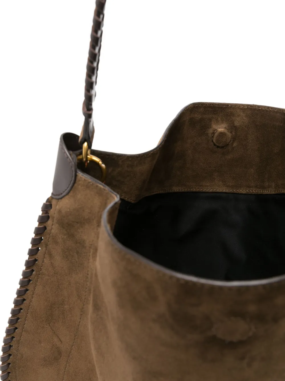 ISABEL MARANT Suède clutch met gevlochten afwerking Bruin