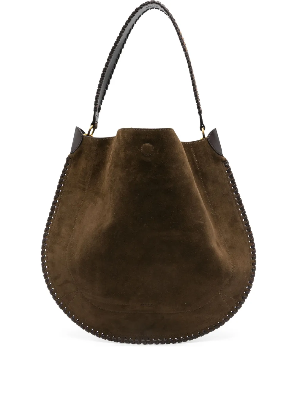 ISABEL MARANT Suède clutch met gevlochten afwerking Bruin