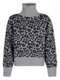 Federica Tosi leopard-print turtleneck sweater - Grey