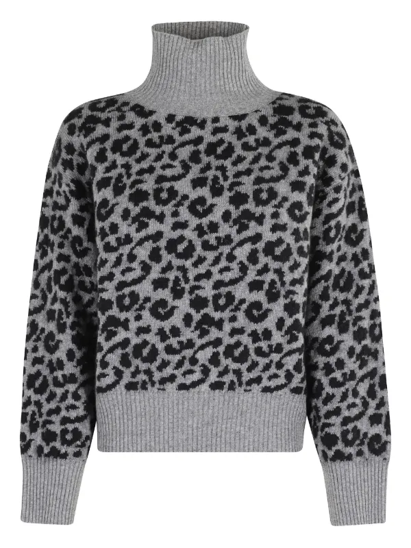 Federica Tosi leopard-print Turtleneck Sweater Grey FARFETCH IN
