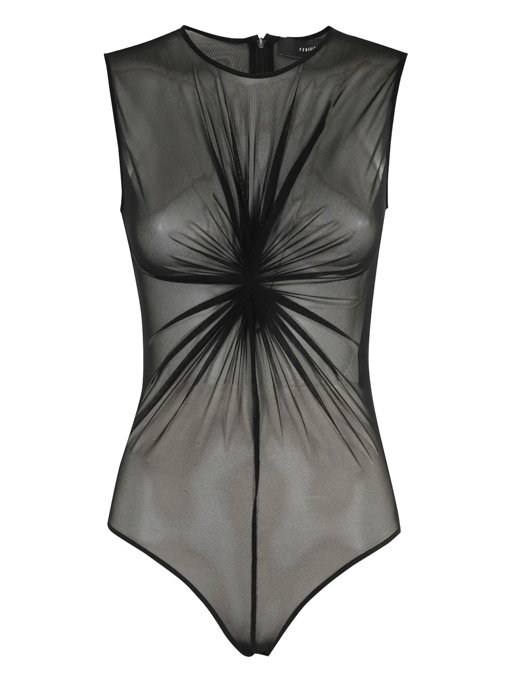 Federica Tosi Gathered-detail Mesh Bodysuit In Black