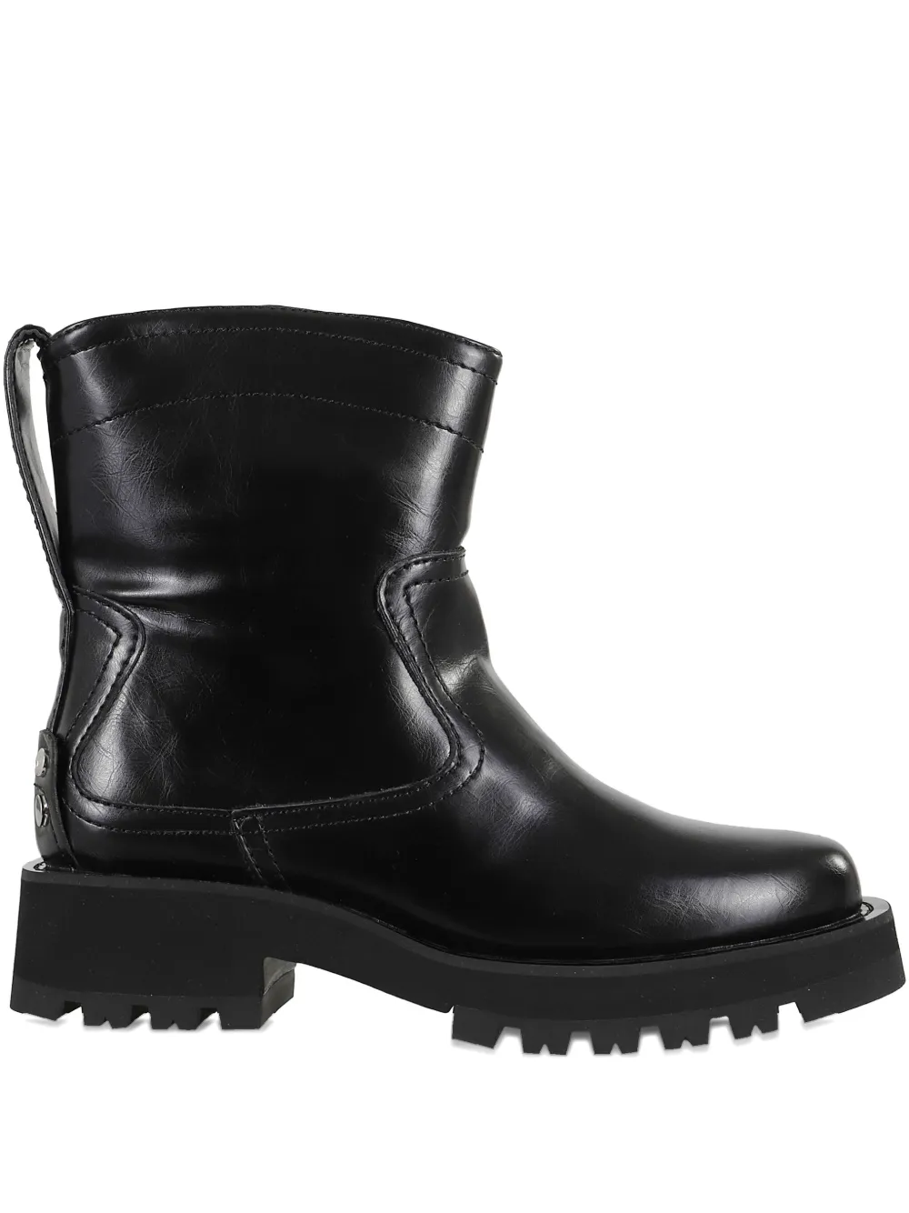 GANNI leather stitched boots Black