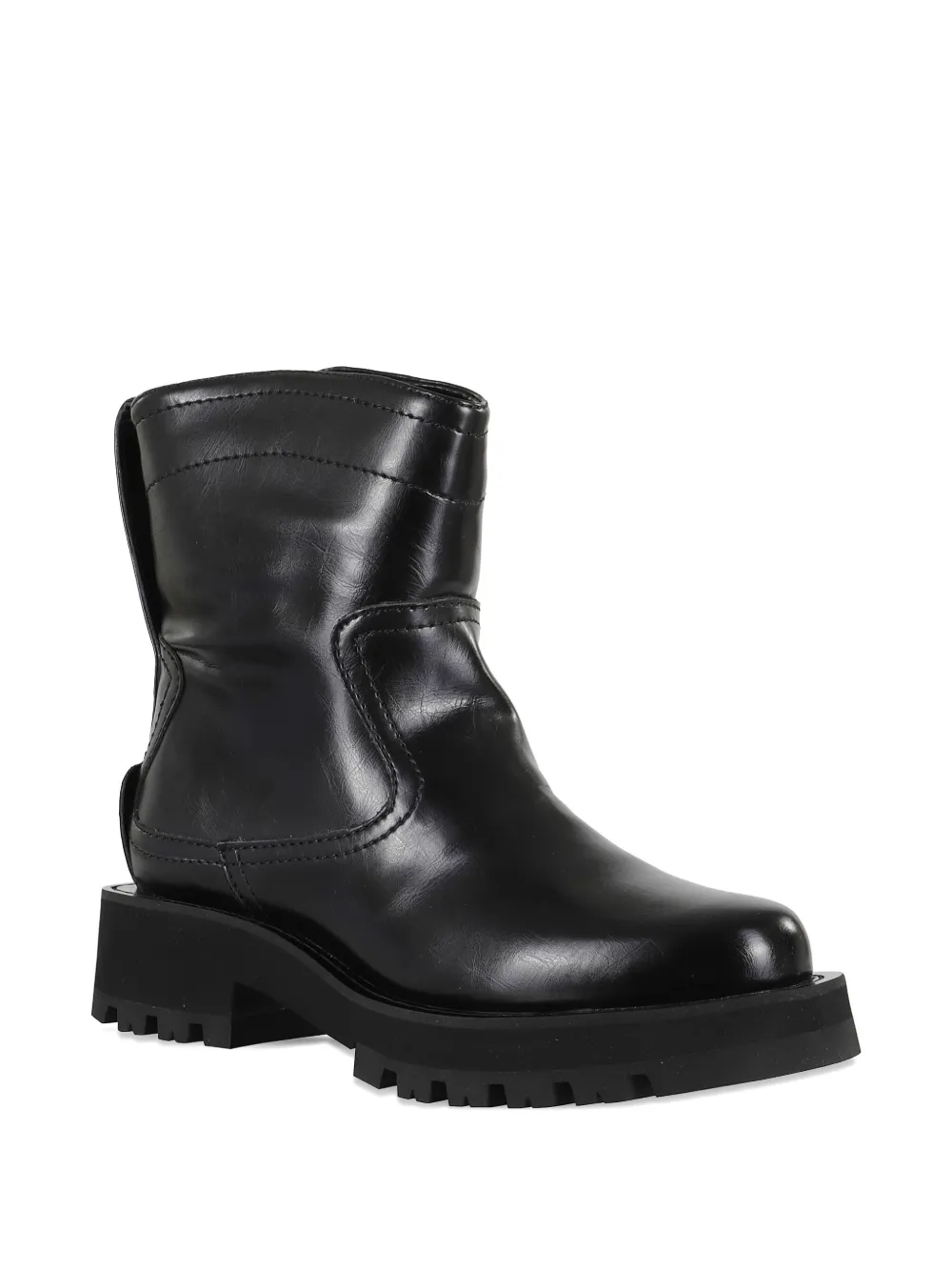 GANNI leather stitched boots Black