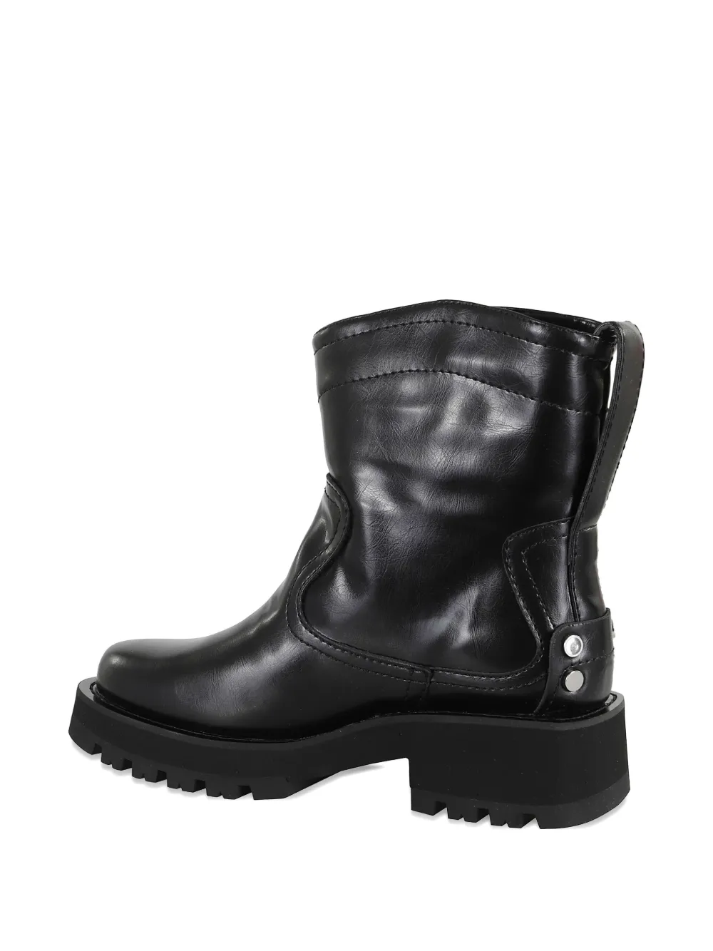 GANNI leather stitched boots Black