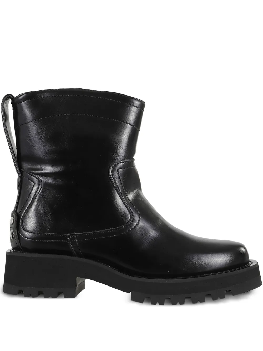 GANNI leather stitched boots Black