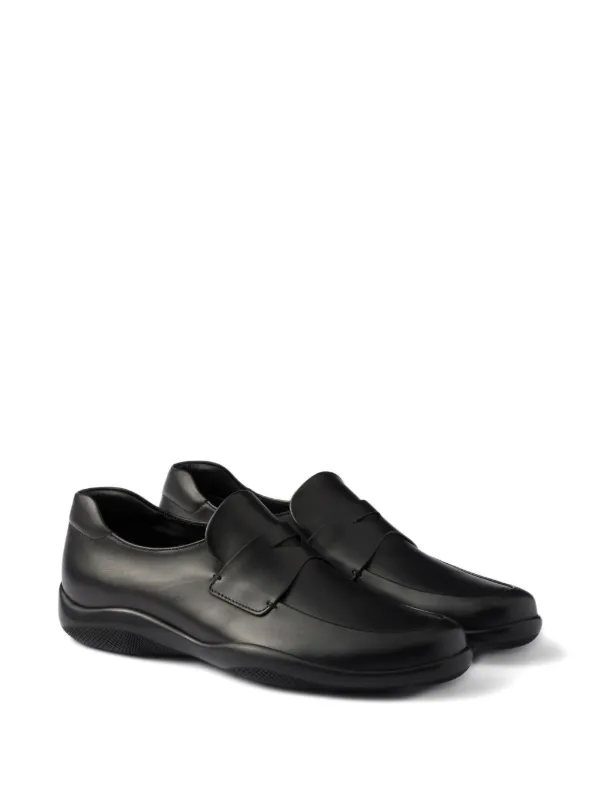 Prada Toblach Leather Loafers | Black | FARFETCH