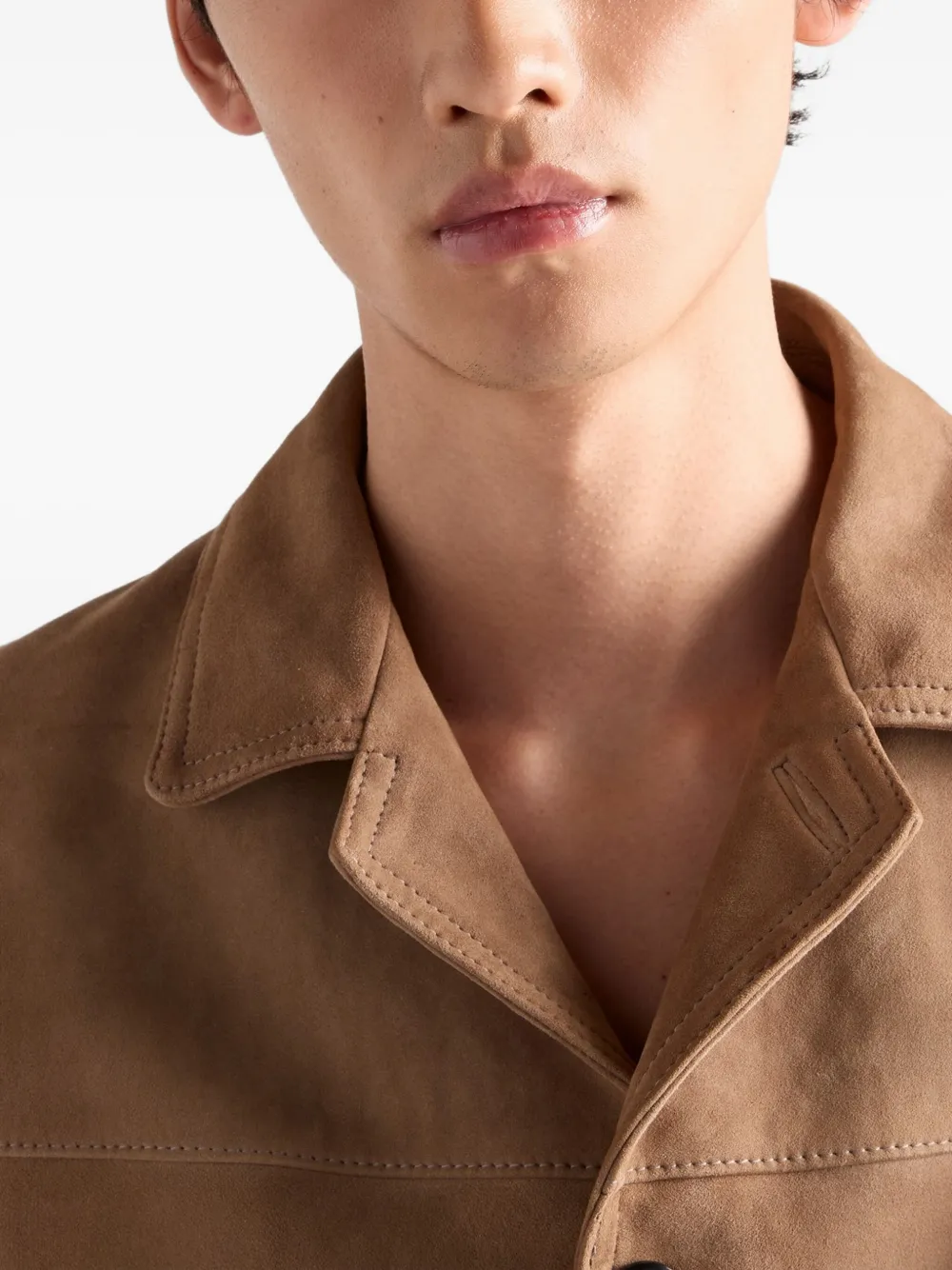 Prada Suède jack met opgestikte zak Beige