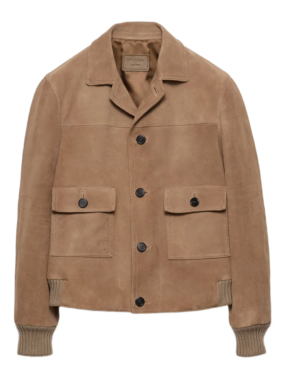 Prada Suède jack met opgestikte zak Beige