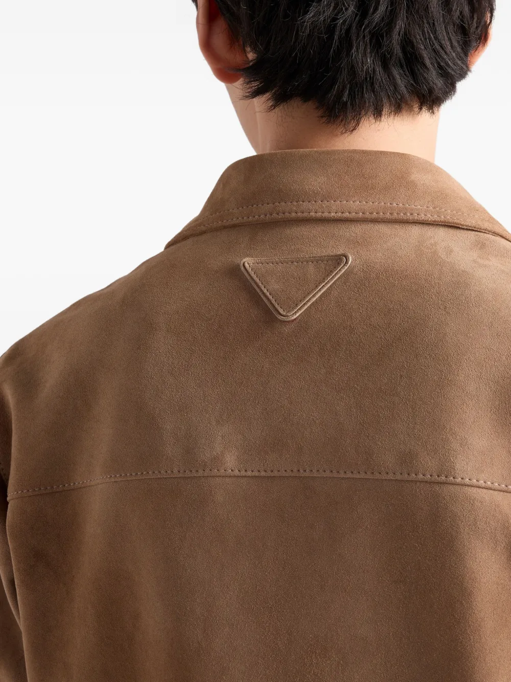 Prada Suède jack met opgestikte zak Beige