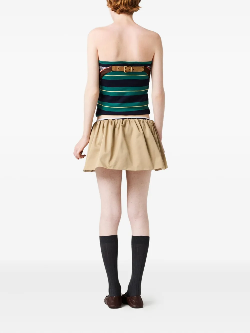 Miu elasticated-waist miniskirt Beige