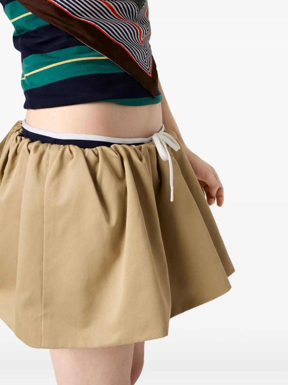 Miu elasticated-waist miniskirt Beige