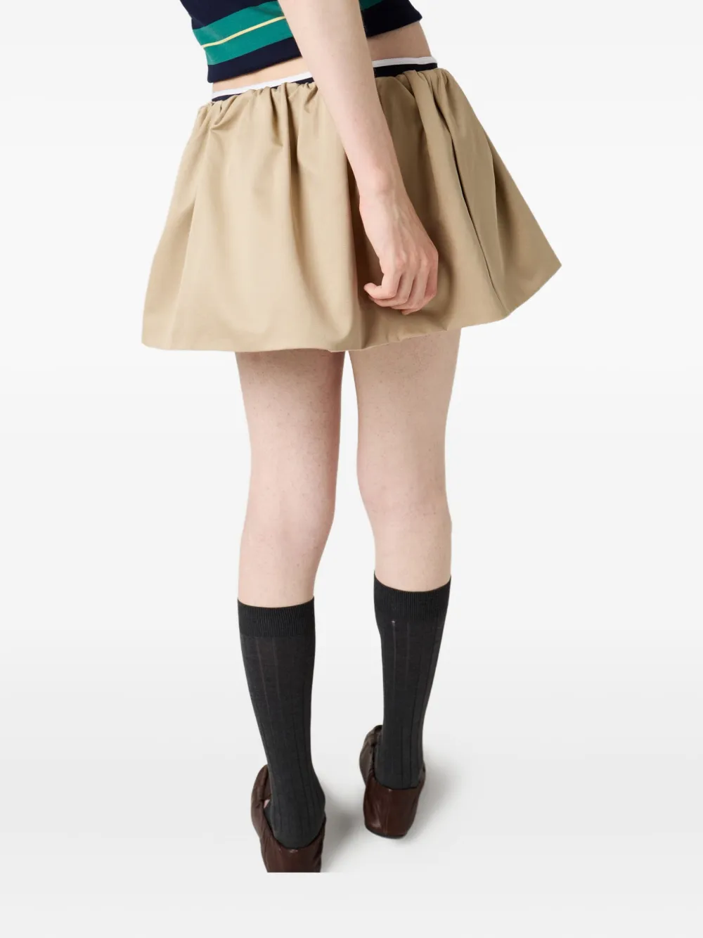 Miu elasticated-waist miniskirt Beige