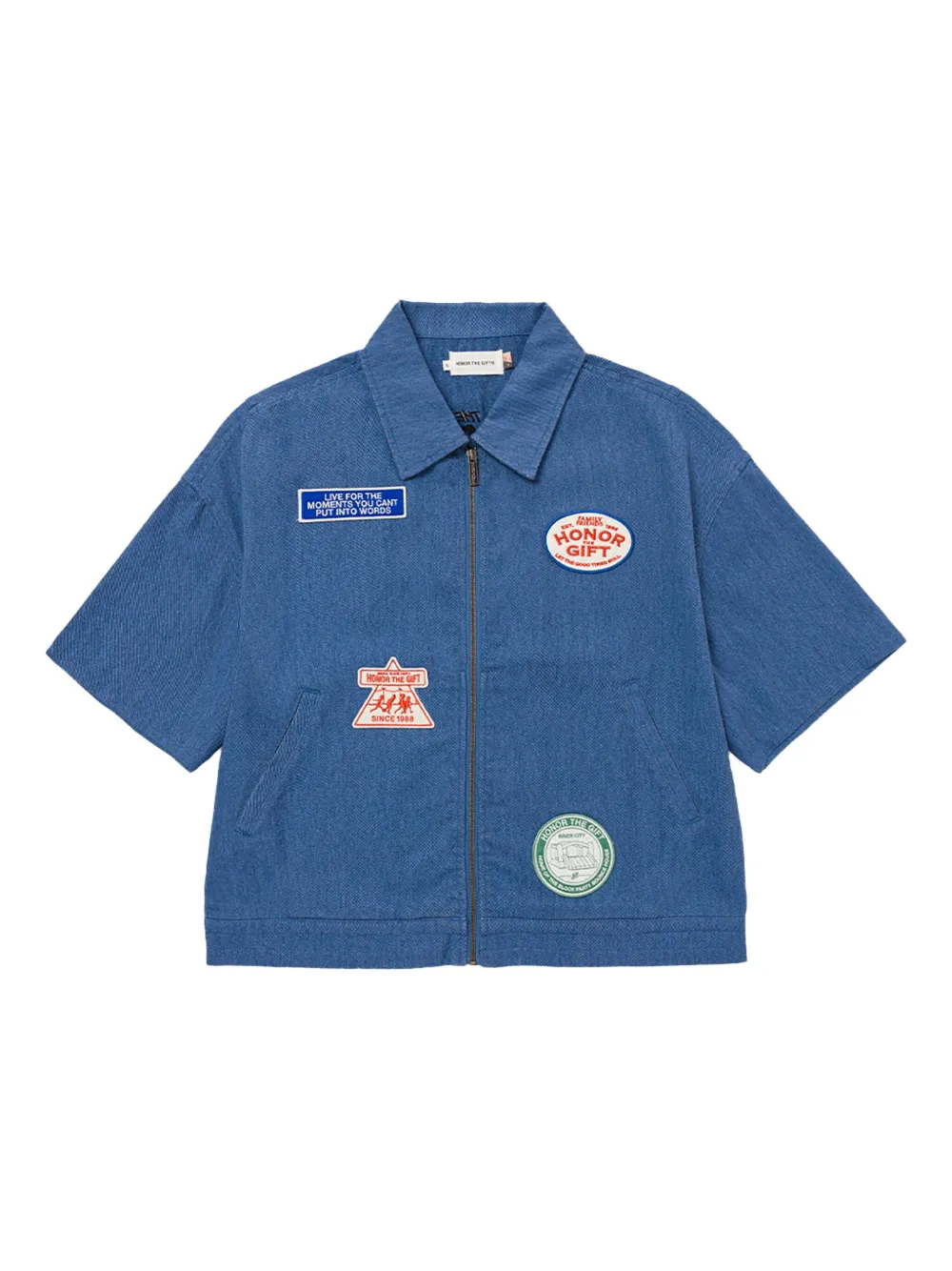 Honor The Gift Twill overhemd met rits Blauw