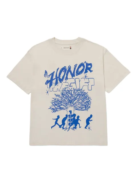Honor The Gift Family Tree-print "Beige" t-shirt