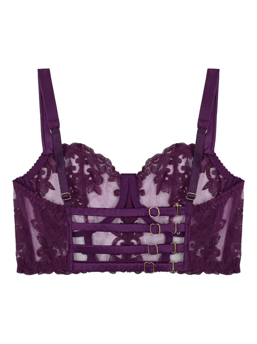 Fleur Of England Cecilia lace balconette bra | Purple | Image 1