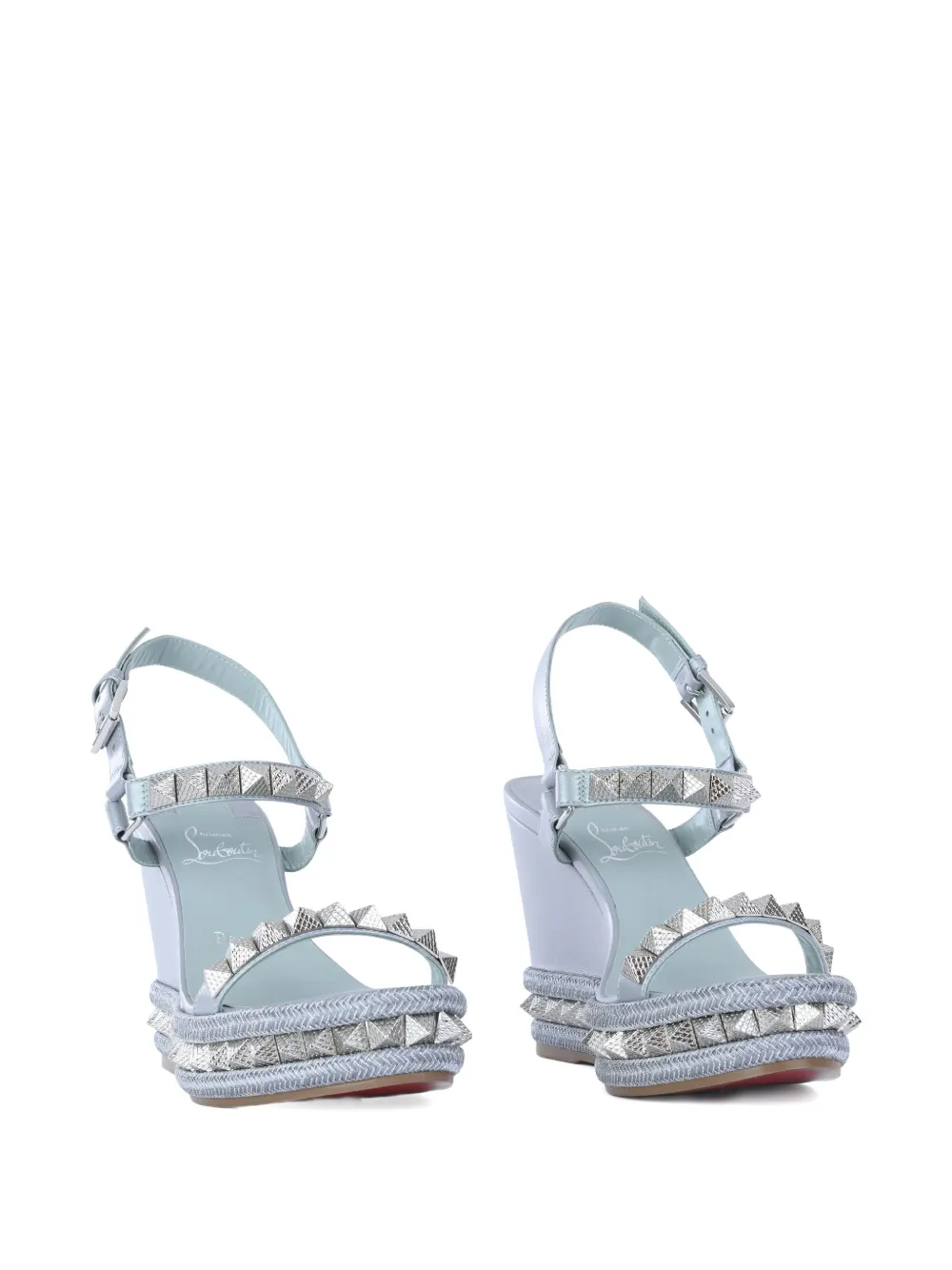 Christian Louboutin 110mm Pyraclou wedge studded espadrilles | Blue | Image 1