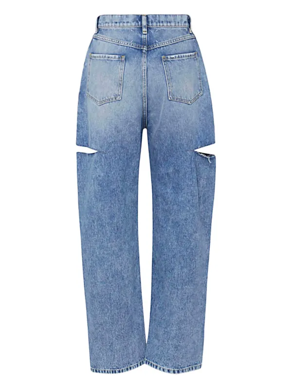 【関税込み】Maison Margiela ブルー Slash ジーンズ Maison Margiela: Blue Slash Jeans | SSENSE