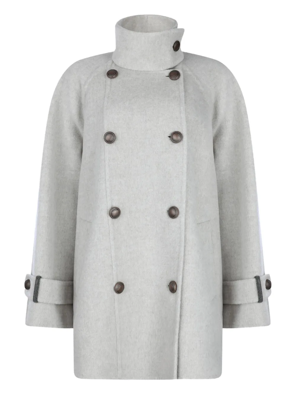 Brunello Cucinelli high-neck double-breasted coat Grijs