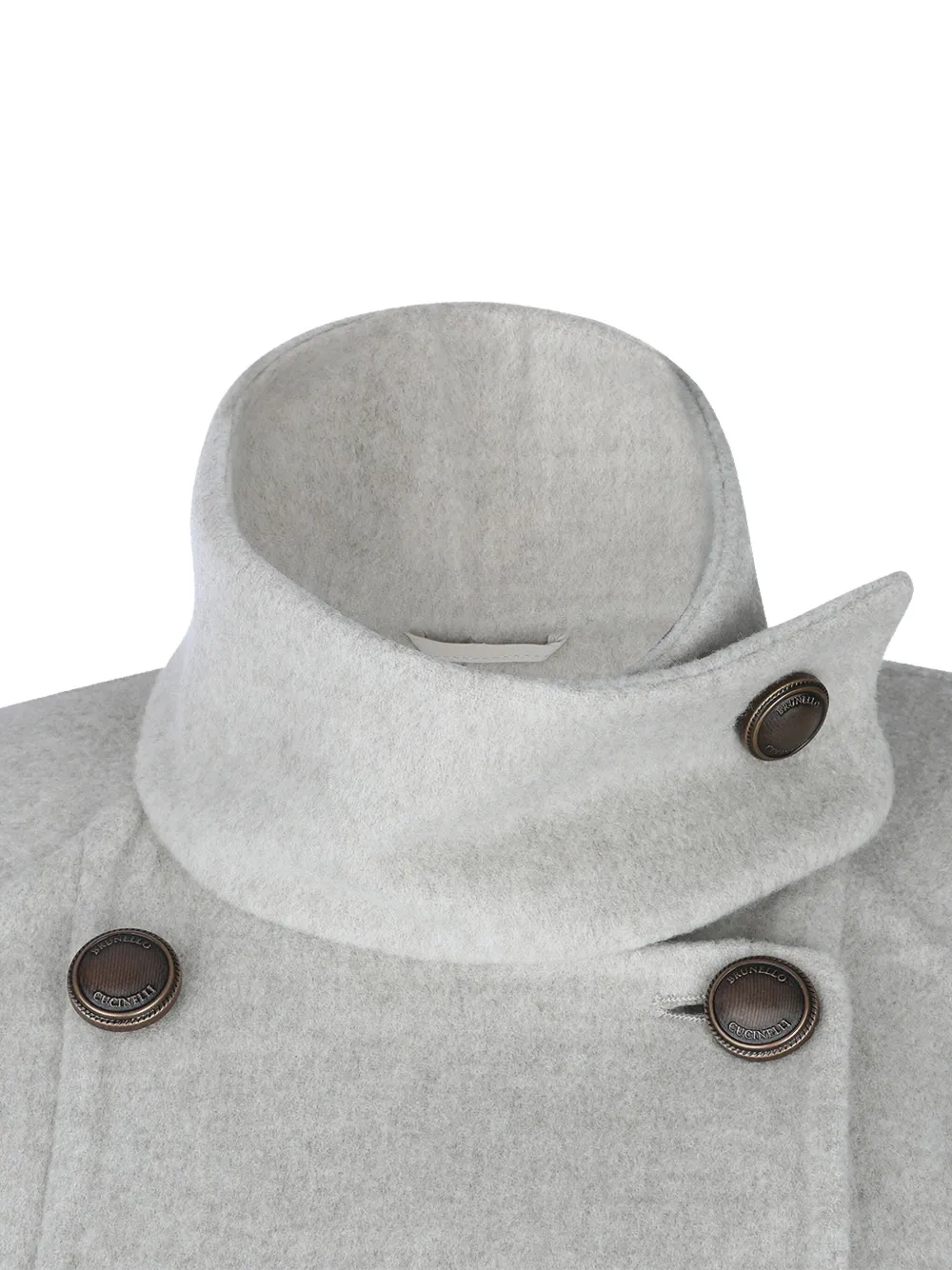 Brunello Cucinelli high-neck double-breasted coat Grijs