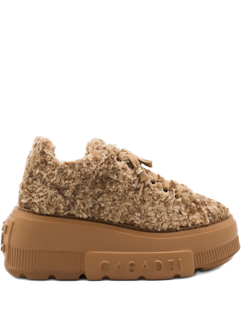 Casadei platform shearling trainers Brown