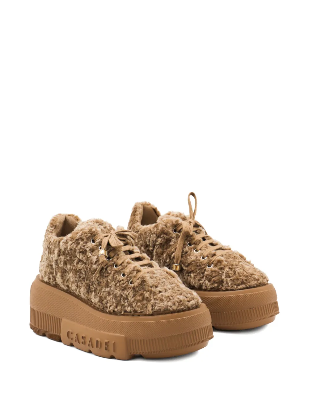 Casadei platform shearling trainers Brown