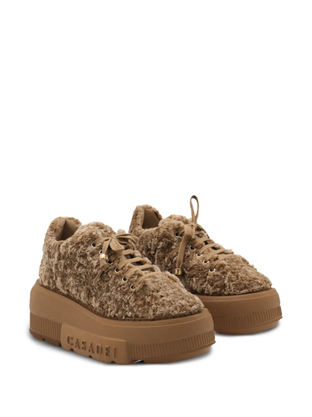 Casadei platform shearling trainers Brown