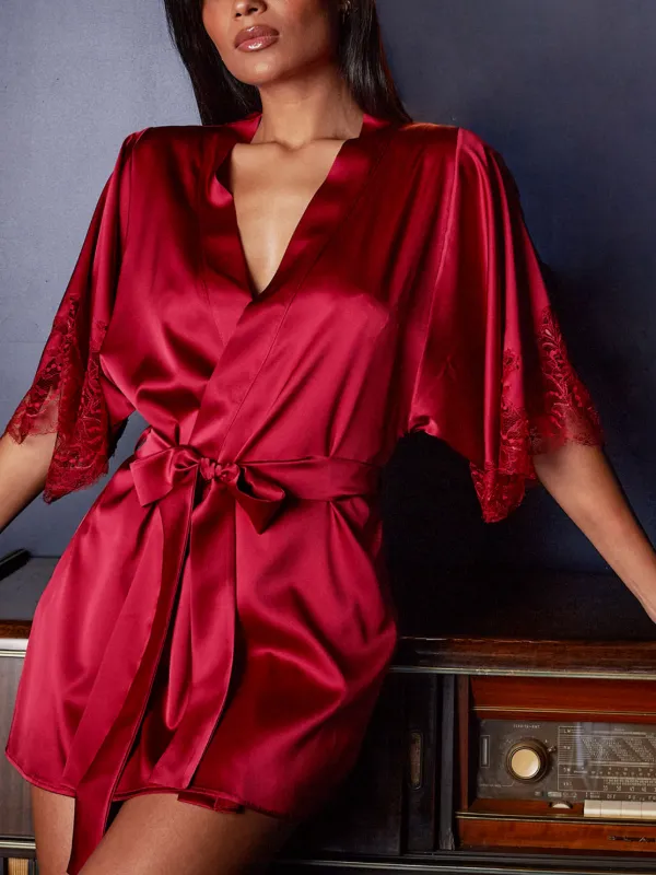 red silk dressing gown Mens 100% Silk Robe Long Kimono Bathrobe Lightweight Long Sleeve Dressing  Gowns Sleepwear for Wedding Party,Red,XXL at Amazon Men's Clothing store