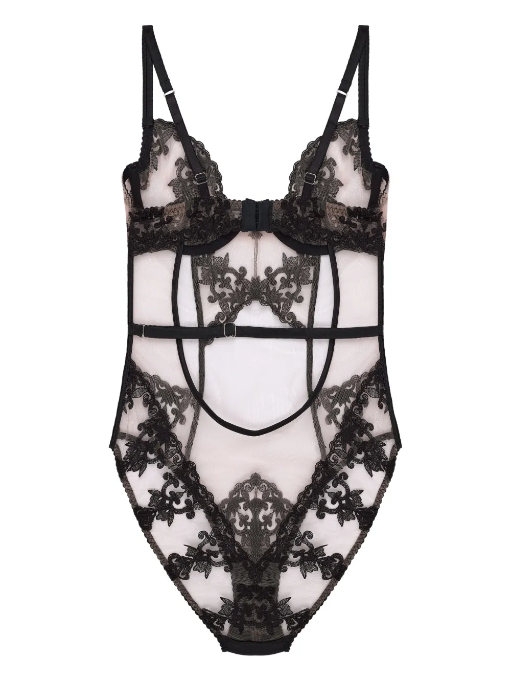 Fleur Of England Onyx floral-lace body Zwart
