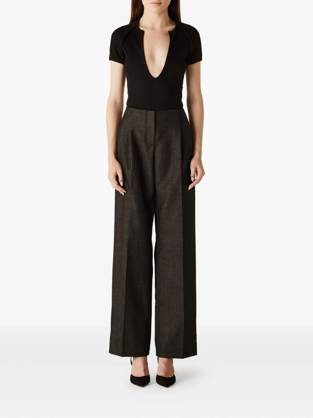 Christopher Esber V-neck Bodysuit In Black