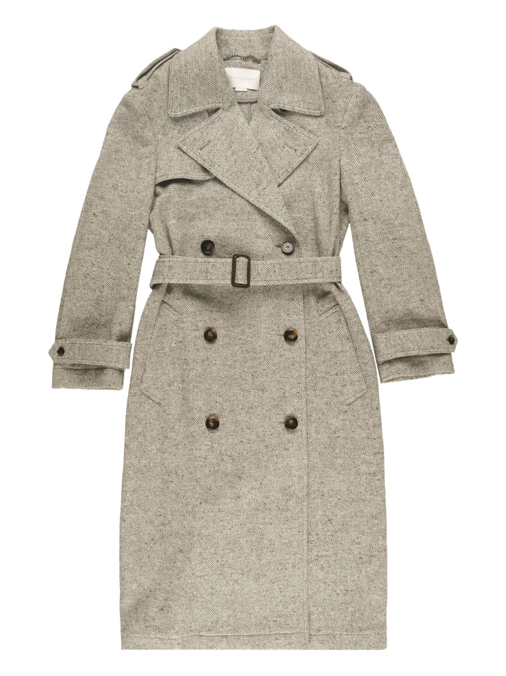 Stella McCartney herringbone belted coat Beige