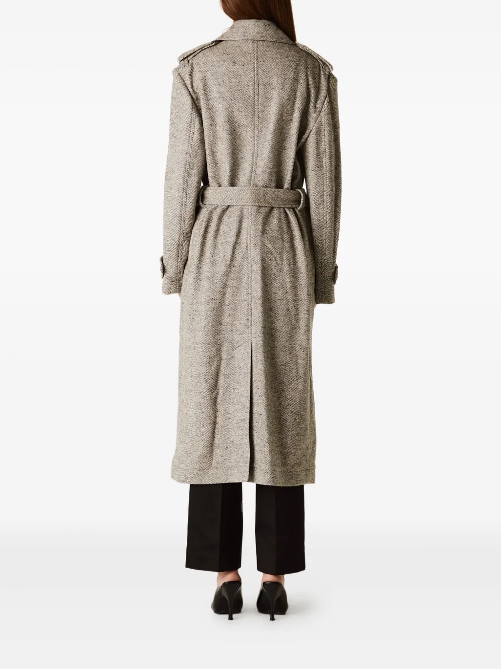 Stella McCartney herringbone belted coat Beige