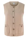 Autumn Cashmere button-front sleeveless pocket cardigan - Brown
