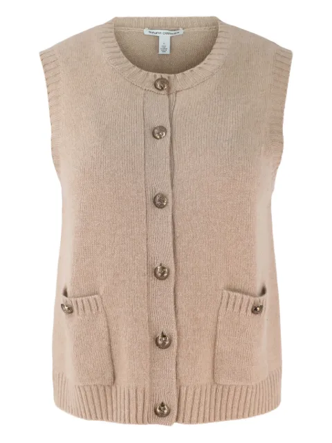 Autumn Cashmere button-front sleeveless pocket cardigan 