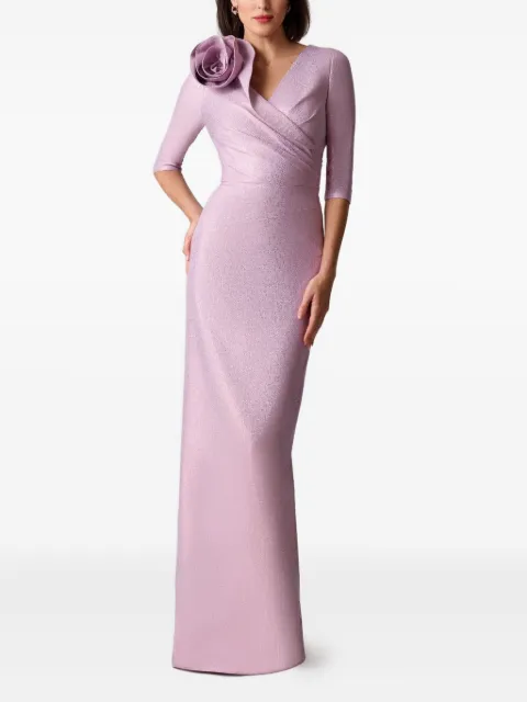 Teri Jon rose-appliqué gown