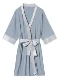 PJ Harlow Dreamwear satin-trimmed robe - Blue