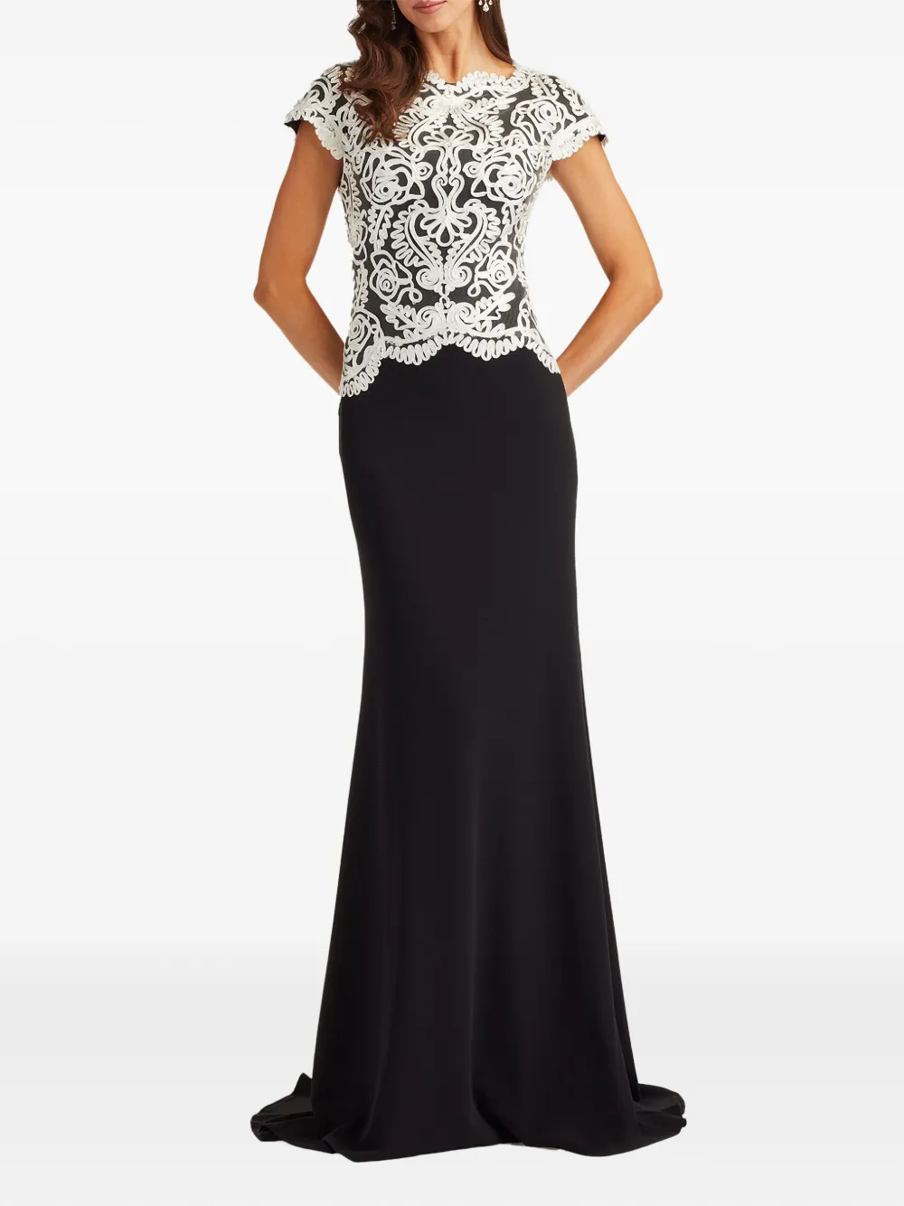 Tadashi Shoji Maxi-jurk met geborduurd kant - Zwart