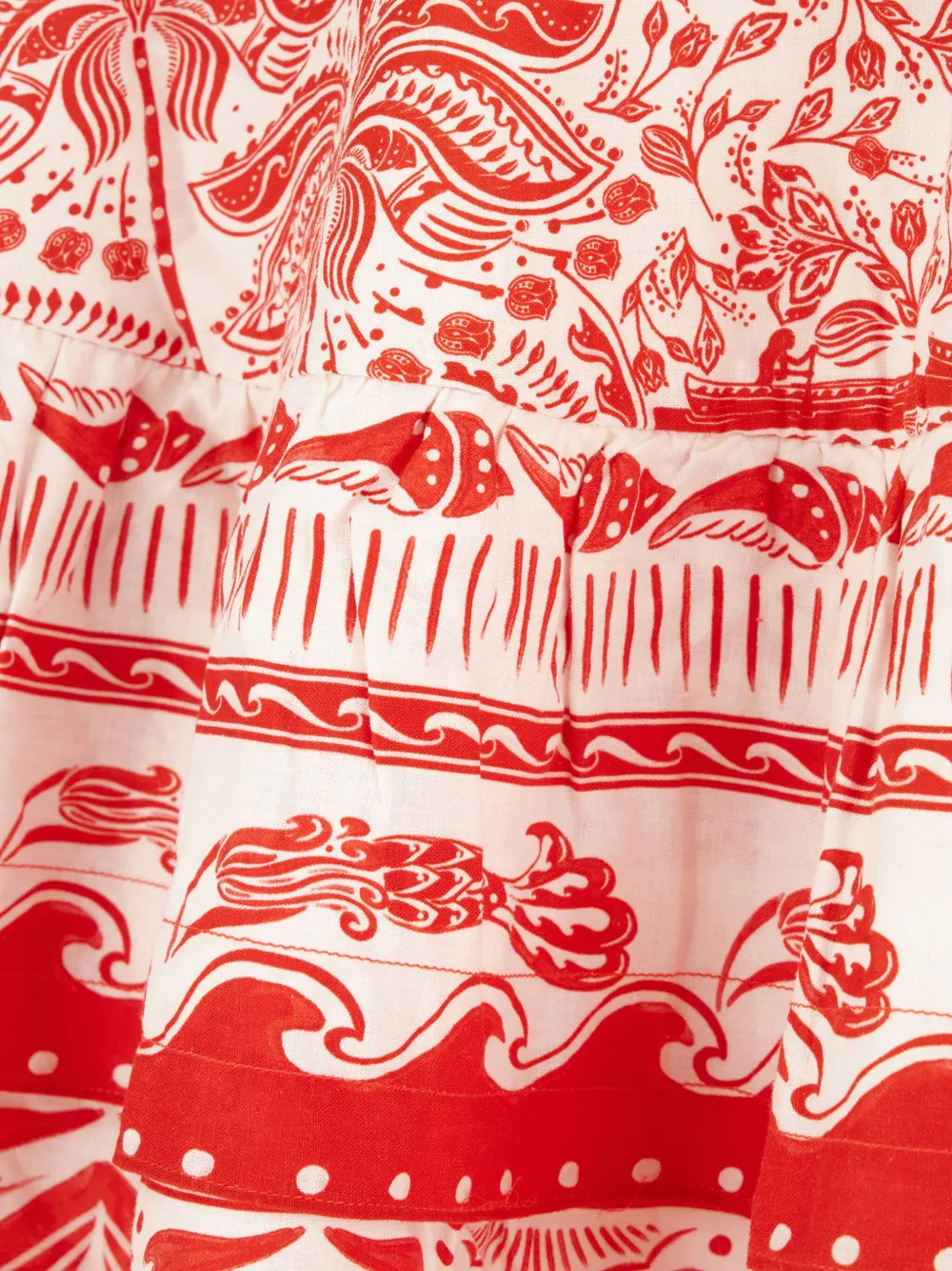 Farm Rio Red River Ride Lenzing Ecovero Euroflax Midi Dress In Multi