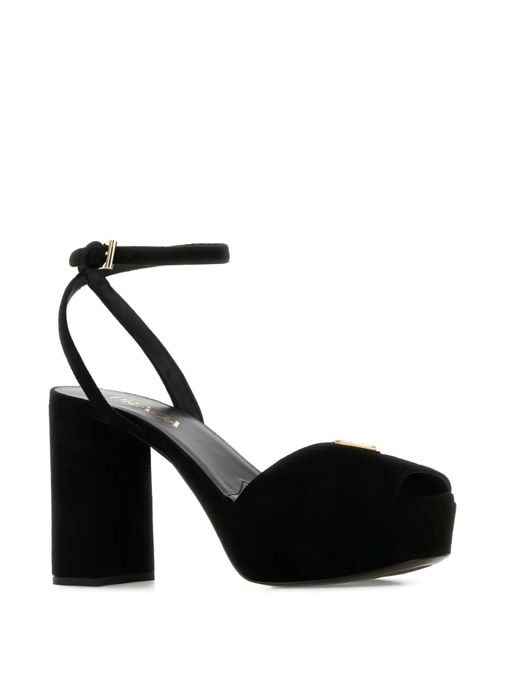 Prada 115 mm sandalen met plateauzool en enkelbandje Zwart