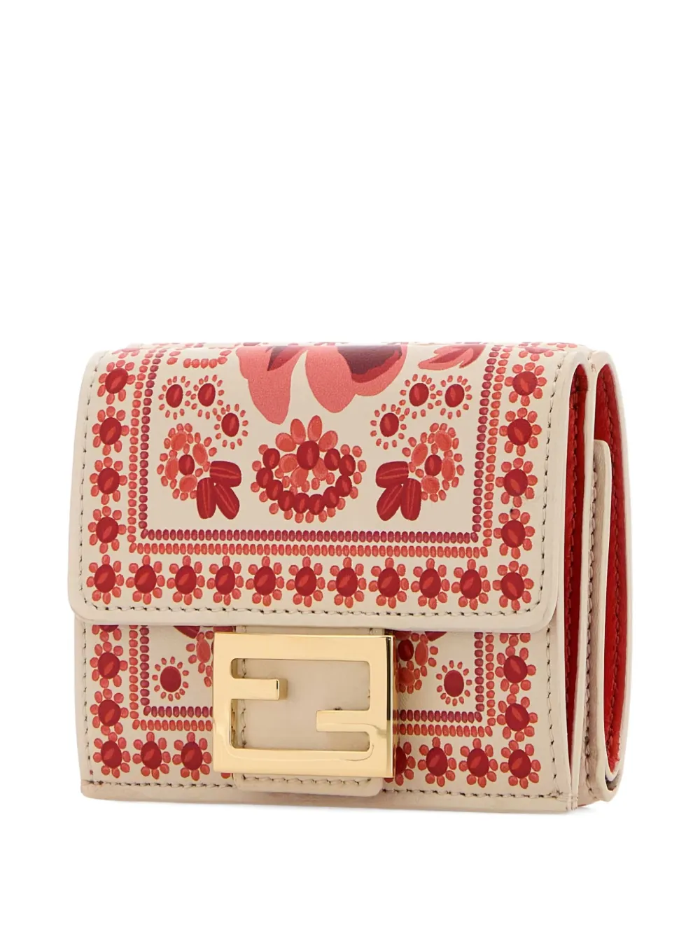 FENDI floral-printed leather wallet Beige