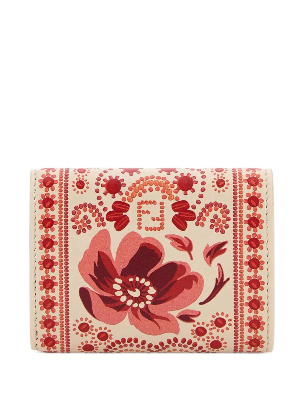 FENDI floral-printed leather wallet Beige
