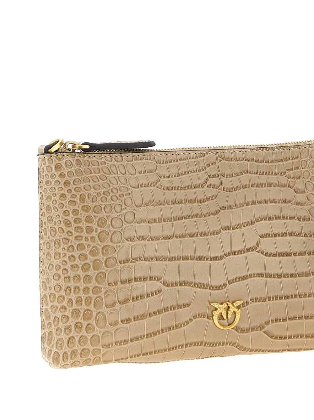 PINKO crocodile-print Love Birds cross body bag Beige