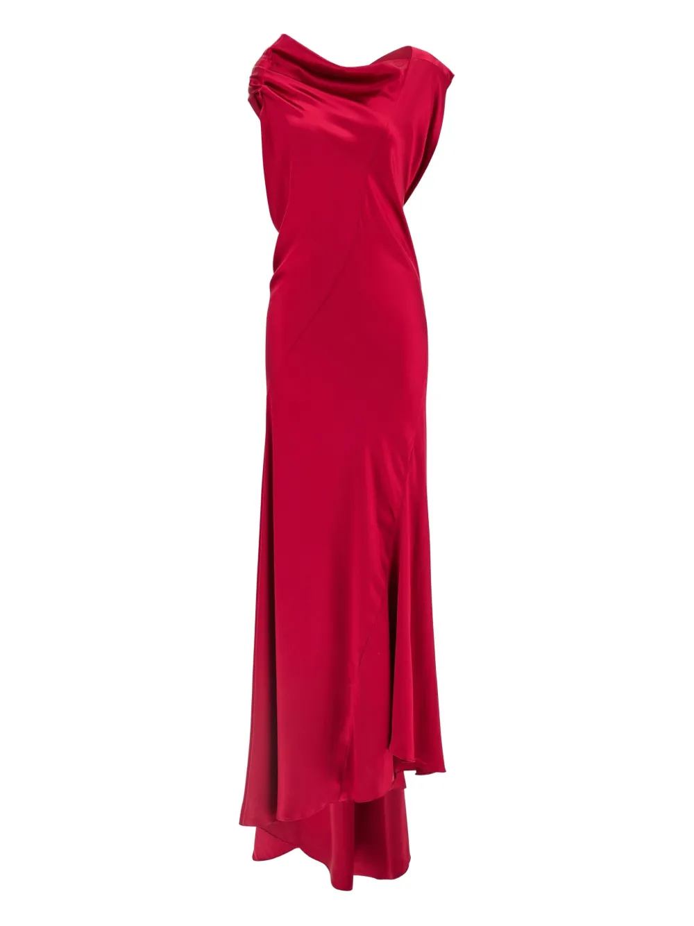 Alberta Ferretti cowl-neck satin long dress Roze