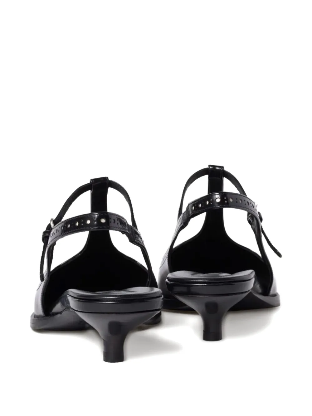 Miu Leren pumps met T-bar Zwart