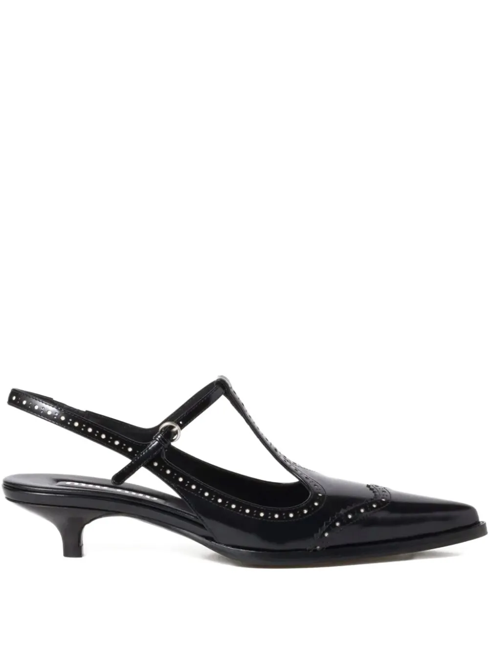 Miu Leren pumps met T-bar Zwart