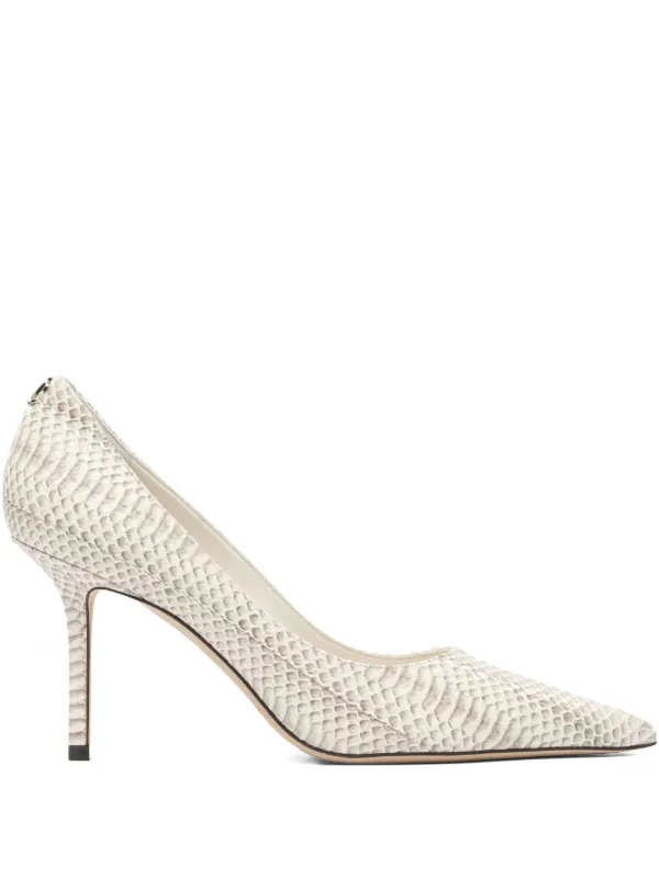 Jimmy Choo 85mm Love snakeskin-effect pointed-toe Pumps Grey