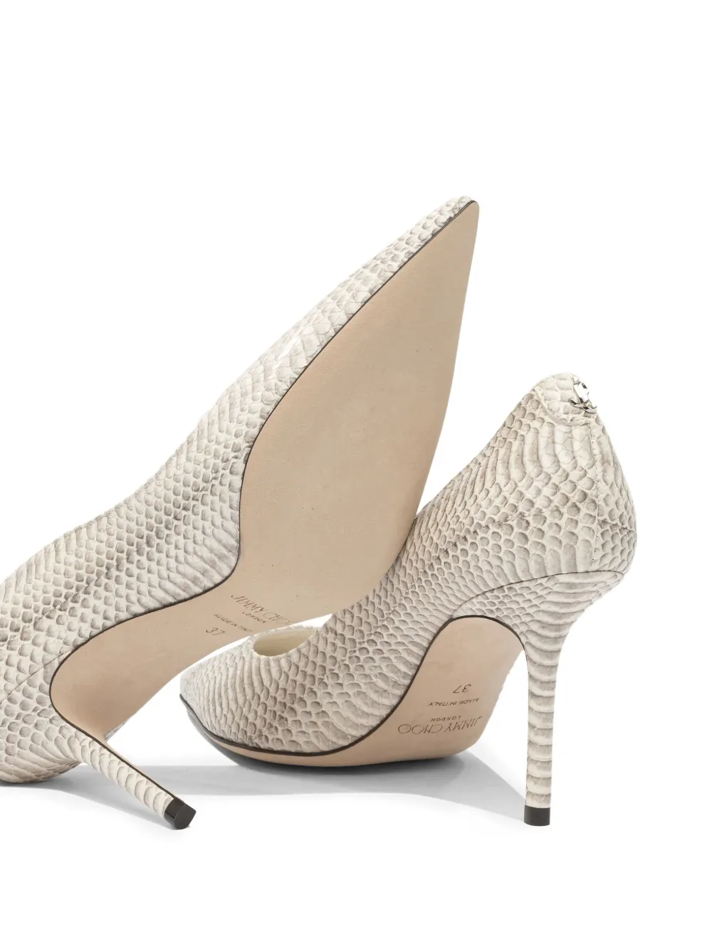 Jimmy Choo 85mm Love snakeskin-effect pointed-toe pumps Grey