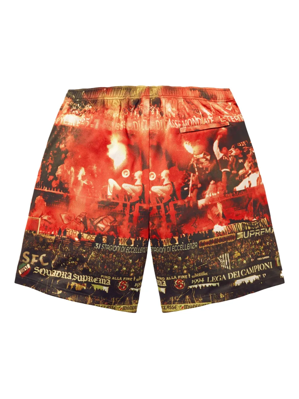Supreme Vinci Por Noi soccer-print shorts Oranje